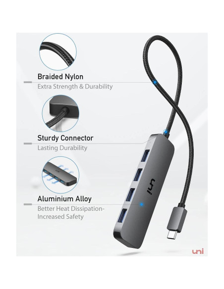 Adaptador USB C a 4 USB A uni, Hub Thunderbolt 3/4 50g
