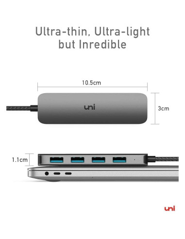 Adaptador USB C a 4 USB A uni, Hub Thunderbolt 3/4 50g