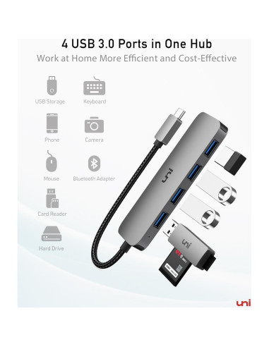 Adaptador USB C a 4 USB A uni, Hub Thunderbolt 3/4 50g