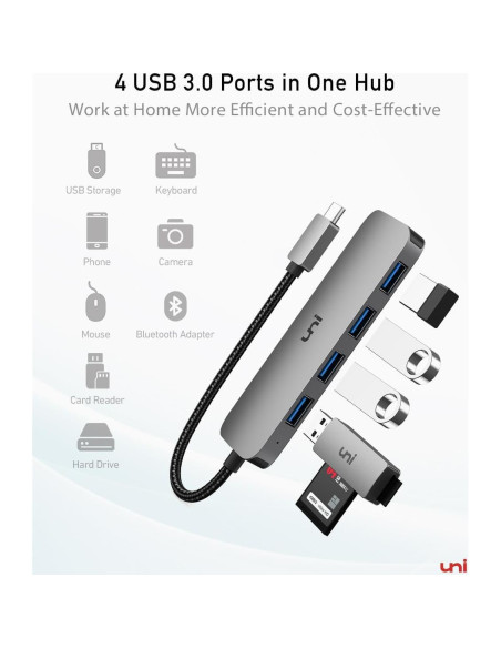 Adaptador USB C a 4 USB A uni, Hub Thunderbolt 3/4 50g