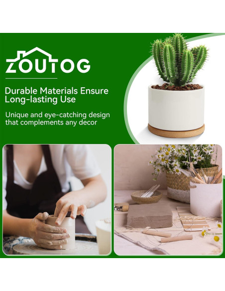 Macetas Cerámicas ZOUTOG para Suculentas 9.1 cm - Paquete de 6