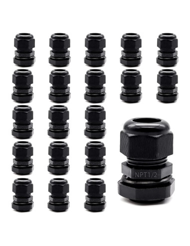 20 Conectores de Cable Impermeables Tnuocke 1/2 NPT Ajustables