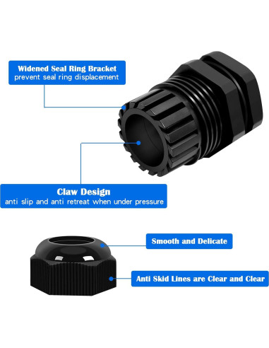 20 Conectores de Cable Impermeables Tnuocke 1/2 NPT Ajustables