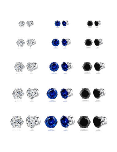 15 Pares Pendientes Magnéticos Ofeiyaa Zirconia 4-8MM Unisex