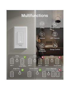 Interruptor Regulador Inteligente GHome SW17 3 Vías WiFi 2.4GHz 2