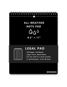 Cuaderno Legal WRENBEN Impermeable A4 Negro 100 Páginas