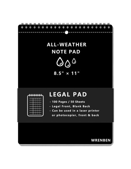 Cuaderno Legal WRENBEN Impermeable A4 Negro 100 Páginas