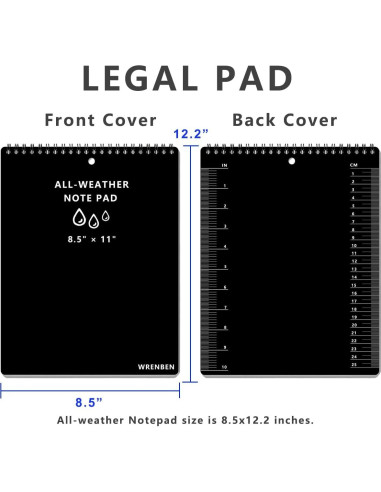 Cuaderno Legal WRENBEN Impermeable A4 Negro 100 Páginas