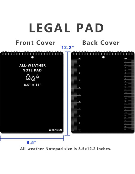 Cuaderno Legal WRENBEN Impermeable A4 Negro 100 Páginas