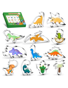 Juego de 12 Cortadores de Galletas Dinosaurio ISZW Acero Inoxidable