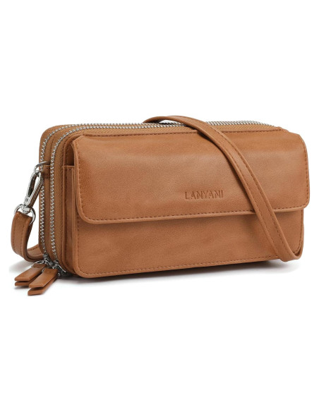 Billetera Cruzada RFID Lanyani de Cuero Vegano para Mujeres