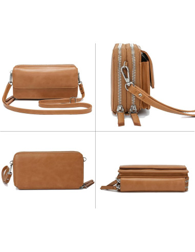 Billetera Cruzada RFID Lanyani de Cuero Vegano para Mujeres