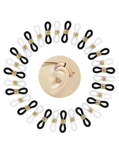 30 Retenedores de Audífono para Gafas CSLJMY - Blanco/Negro