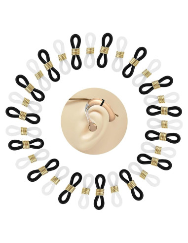 30 Retenedores de Audífono para Gafas CSLJMY - Blanco/Negro