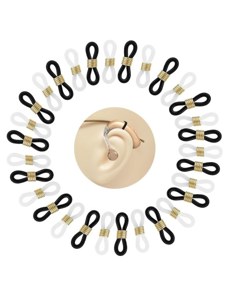 30 Retenedores de Audífono para Gafas CSLJMY - Blanco/Negro