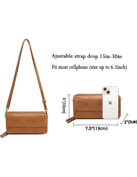 Billetera Cruzada RFID Lanyani de Cuero Vegano para Mujeres