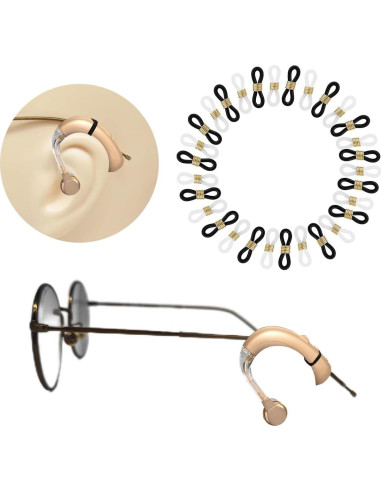 30 Retenedores de Audífono para Gafas CSLJMY - Blanco/Negro