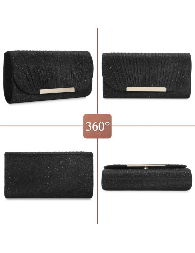 Bolso de Noche Clutch UBAYMAX Negro para Mujeres 22x12 cm