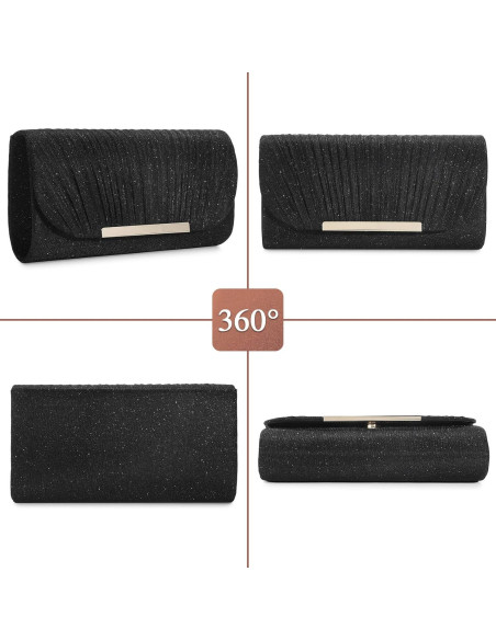 Bolso de Noche Clutch UBAYMAX Negro para Mujeres 22x12 cm Bolso de Noche Clutch UBAYMAX Negro para Mujeres 22x12 cm