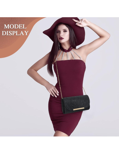 Bolso de Noche Clutch UBAYMAX Negro para Mujeres 22x12 cm