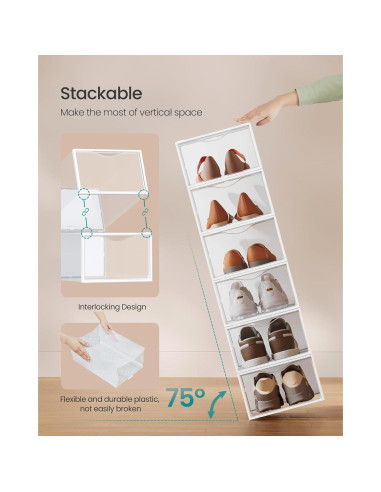Cajas Apilables para Zapatos SONGMICS, Juego de 12, 23x33.2 cm