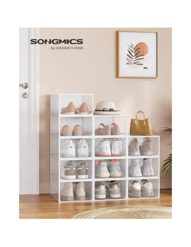 Cajas Apilables para Zapatos SONGMICS, Juego de 12, 23x33.2 cm