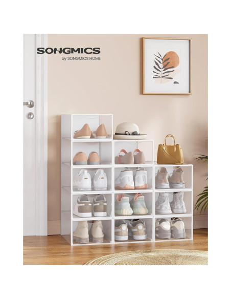 Cajas Apilables para Zapatos SONGMICS, Juego de 12, 23x33.2 cm