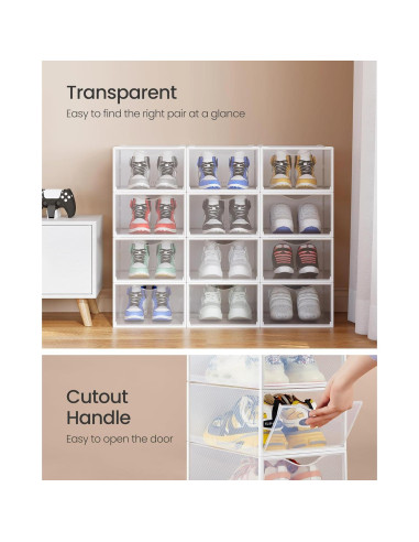 Cajas Apilables para Zapatos SONGMICS, Juego de 12, 23x33.2 cm