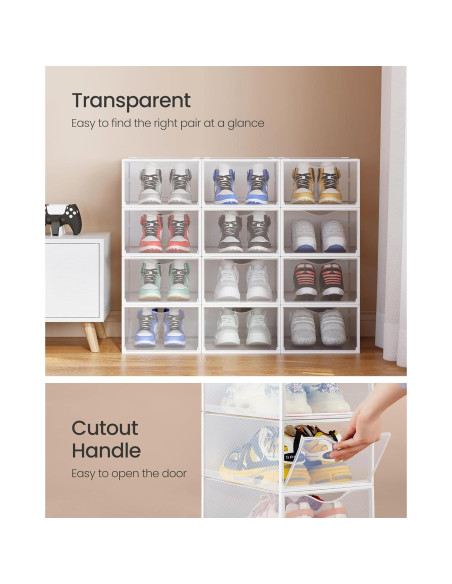 Cajas Apilables para Zapatos SONGMICS, Juego de 12, 23x33.2 cm