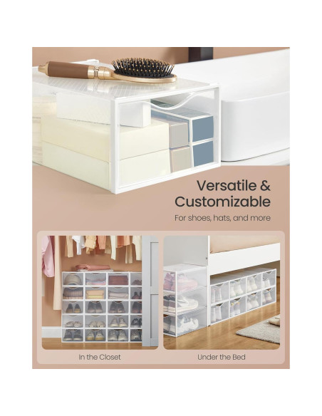 Cajas Apilables para Zapatos SONGMICS, Juego de 12, 23x33.2 cm