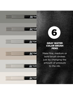 Marcadores de Acuarela SAKURA Koi - Set de 6 Tonos Grises 2