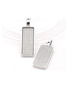 30 Cabochones Rectangulares 10x25mm Plata Antigua para Joyería DIY