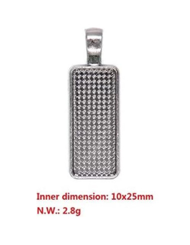 30 Cabochones Rectangulares 10x25mm Plata Antigua para Joyería DIY