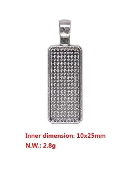 30 Cabochones Rectangulares 10x25mm Plata Antigua para Joyería DIY