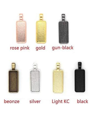 30 Cabochones Rectangulares 10x25mm Plata Antigua para Joyería DIY