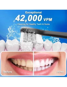 Cepillo de Dientes Eléctrico Kuicur Negro con 10 Cabezas y 5 Modos 2