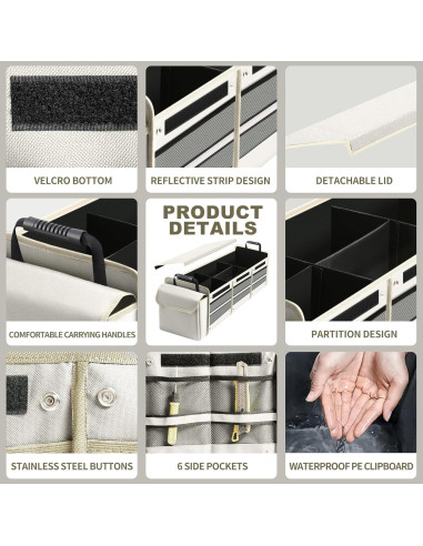 Organizador de Maletero AOPHY Beige 4 en 1 Plegable Impermeable