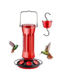 Comedero para Colibríes HouseSapp de Vidrio 680g 7 Puertos Rojo