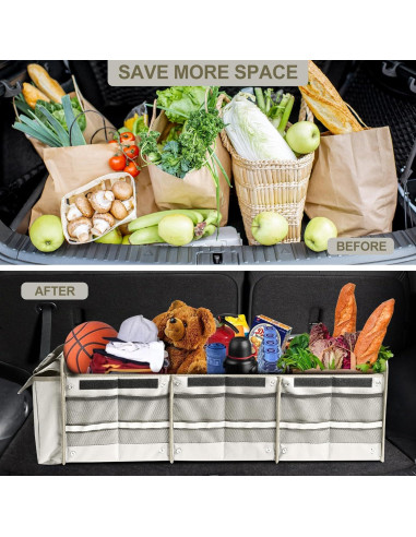 Organizador de Maletero AOPHY Beige 4 en 1 Plegable Impermeable