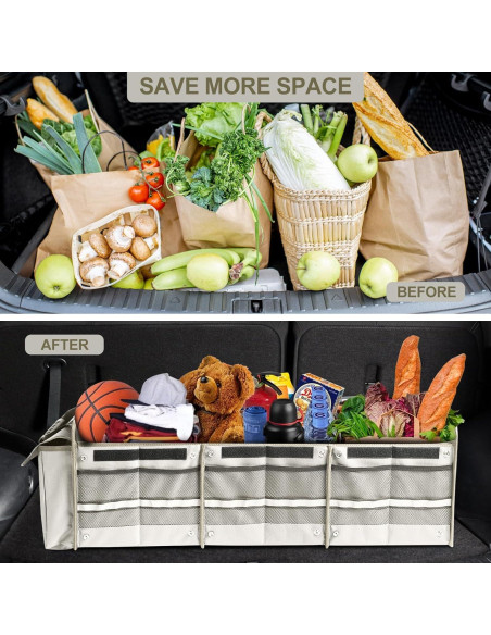 Organizador de Maletero AOPHY Beige 4 en 1 Plegable Impermeable