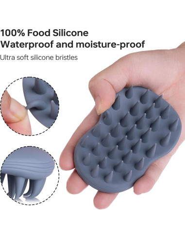 2 Cepillos de Champú Masajeador PHOVSUV Silicona 10cm