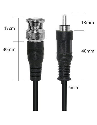 Cable Adaptador BNC a RCA YOUCHENG 1m Coaxial 75 Ohm CCTV