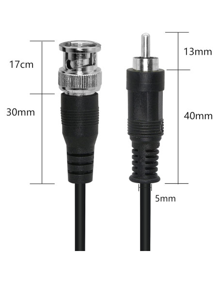 Cable Adaptador BNC a RCA YOUCHENG 1m Coaxial 75 Ohm CCTV
