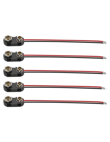 Paquete de 5 Conectores de Batería 9V TIPO I con Cable 22AWG