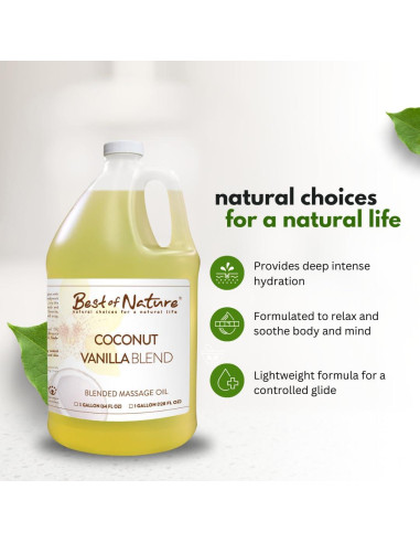 Aceite de Masaje Aromaterapia Coco Vainilla 236.6 ml - Lo Mejor de la Naturaleza