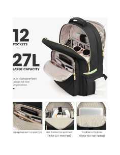 Mochila LOVEVOOK Acolchada para Laptop 15.6" Negra 2