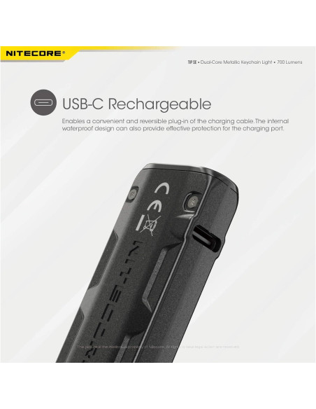 Linterna de Llavero Nitecore Tip SE Gris 700 Lúmenes Recargable