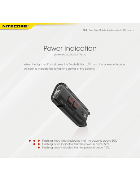 Linterna de Llavero Nitecore Tip SE Gris 700 Lúmenes Recargable