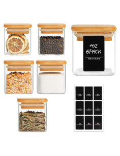 Frascos de Especias ComSaf 4 oz Cuadrados con Etiquetas - 6 Piezas