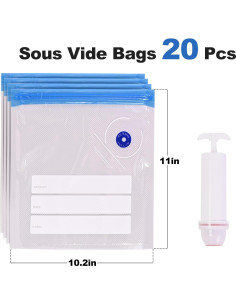 Bolsas Sous Vide Cloudslucky 20 PCS 25.4x27.9 cm Reutilizables 2